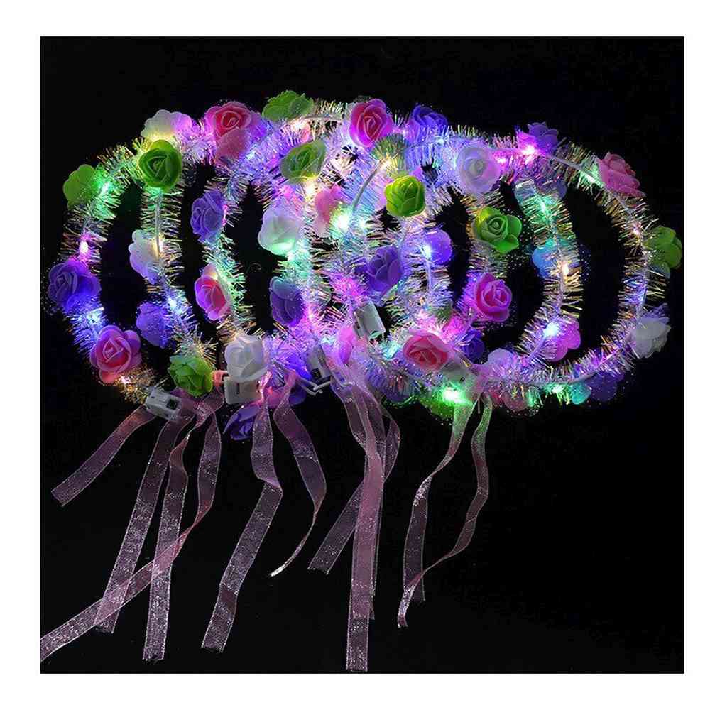 Zac's Alter Ego - Light Up Flashing Tinsel & Rose Hair Garland with Ribbons Stirnband - Mehrfarben